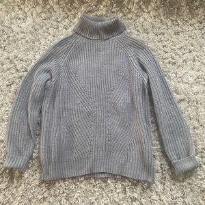 Gray Knit Turtleneck Sweater